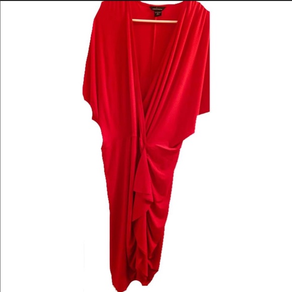 Moda International red v- neck midi wrap dress XL - Picture 4 of 4